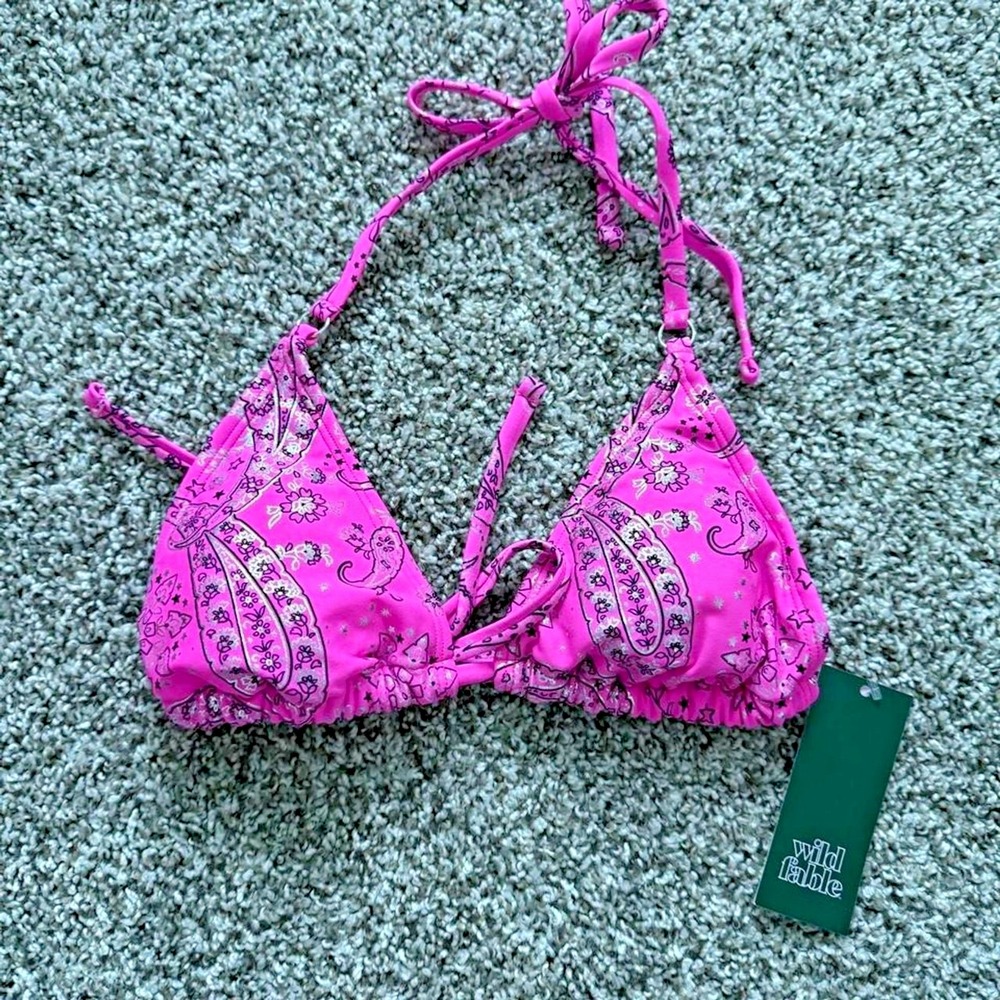 NEW Wild Fable Women's Small Bathing Suit Bikini Bottom Paisley Pink Bandana Top